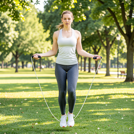 woman jumping rope park