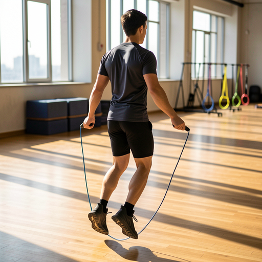 man jumping rope gym